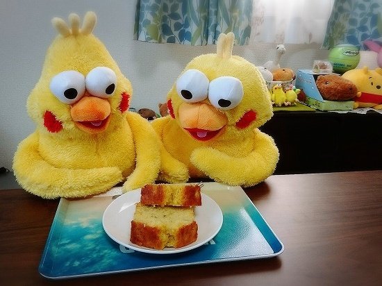 ポインコ兄弟とバナナのパウンドケーキ
